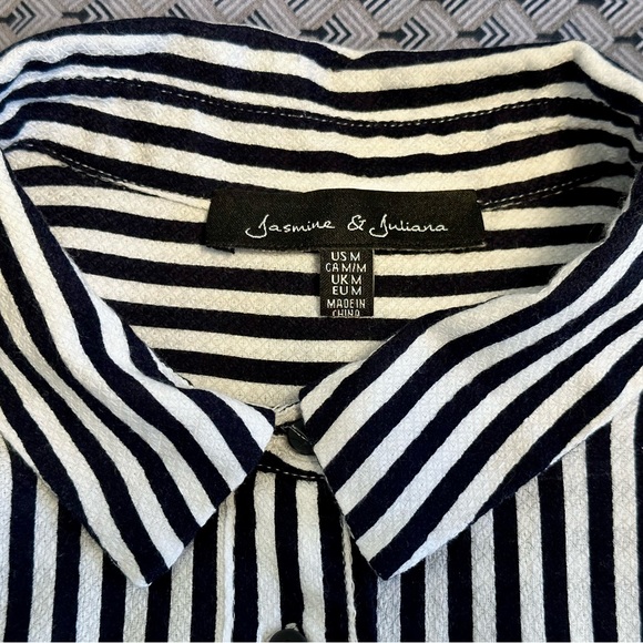 Striped Crop Jasmine & Julia Blouse Size M - Picture 2 of 10